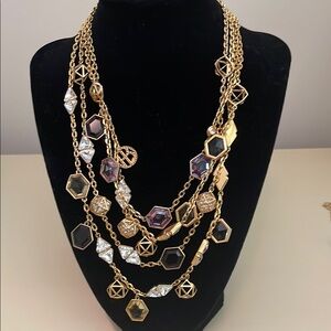 NWT Henri Bendel Elegant Gold and Black Multi-Layer Necklace